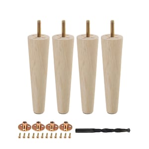 6 in. x 1-9/16 in. Mid-Century Unfinished Hardwood Round Taper Leg 4 Pack