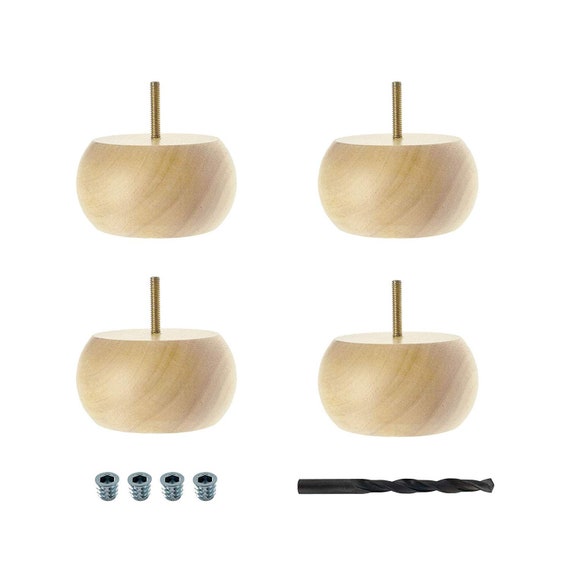 Unfinished Solid Hardwood Round Bun Feet sofa Leg by American Pro