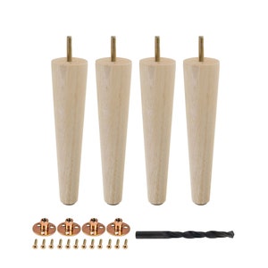 8 in. x 1-7/8 in. Mid-Century Unfinished Hardwood Round Taper Leg 4 Pack