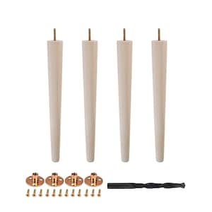 16 in. x 1-3/4 in. Mid-Century Unfinished Hardwood Round Taper Leg 4 Pack