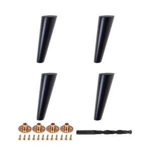 8 in. x 2-1/2 in. Mid-Century Espresso Hardwood Round Taper Leg 4 Pack