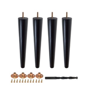 12 in. x 2-1/8 in. Mid-Century Espresso Hardwood Round Taper Leg 4 Pack