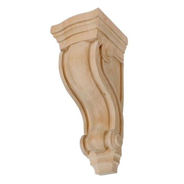 Unfinished Solid North American Hardwood Alder Corbel by American Pro Decor, 4-7/8"W x 10-1/2"H x 5-1/4"D