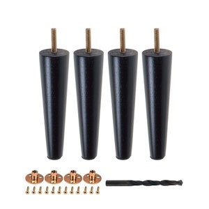 6 in. x 1-9/16 in. Mid-Century Espresso Hardwood Round Taper Leg 4 Pack