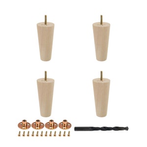 5 in. x 2-5/16 in. Mid-Century Unfinished Hardwood Round Taper Leg 4 Pack