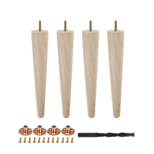 12 in. x 2-1/8 in. Mid-Century Unfinished Hardwood Round Taper Leg 4 Pack