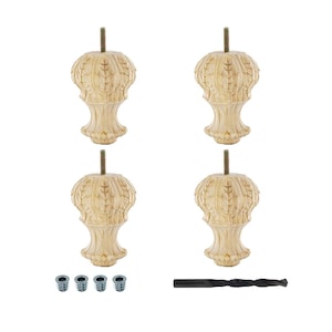 Unfinished Solid Handmade Hardwood Round Bun Feet/Sofa Leg by American Pro Decor, 4-3/4&quot; x 3-1/2&quot;