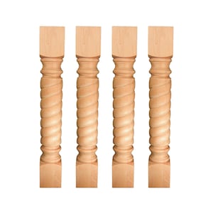 Unfinished Solid Red Oak Rope Kitchen Island Leg by American Pro Decor, 35-1/4&quot; H x 5&quot; W x 5&quot; D