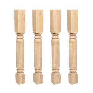 Perna de ilha canelada de madeira nobre de 3-3/4&quot; de largura x 35-1/4&quot; de altura