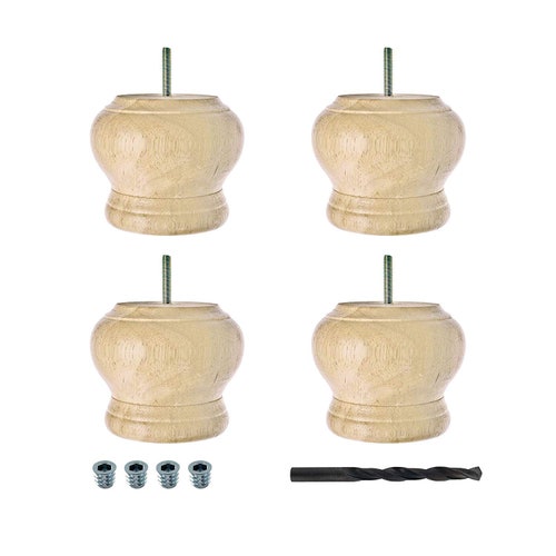Decorluxes Unfinished Bun Feet For Furniture Set Of 4 Kallax Legs Short Table Legs Couch Sofa Coffee Table Legs Dresser Legs Set Of 4 Bun Feet - No Hardware (3 In - View #8