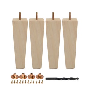 8 in. x 2-1/4 in. Mid-Century Unfinished Hardwood Round Taper Leg 4 Pack