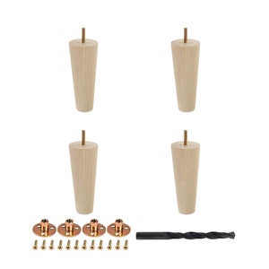 6 in. x 2-5/16 in. Mid-Century Unfinished Hardwood Round Taper Leg 4 Pack