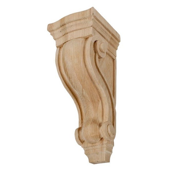 Unfinished Solid North American Hardwood Red Oak Corbel by American Pro Decor, 3-5/8"W x 7-1/8"H x 3-5/8"D