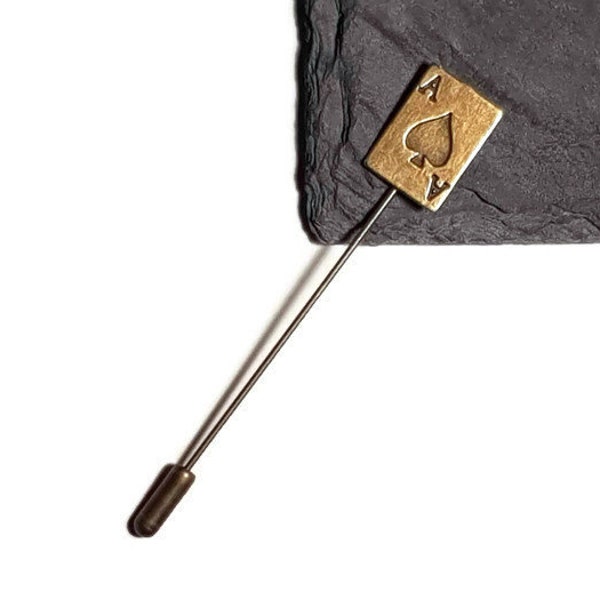 Bronze Playing Card Lapel Stick Pin, Ace Spades costume accessoire, Cards Hat Pin Broach, Poker Men Gambler Fashion Gift, Lucky Scarf Fermoir