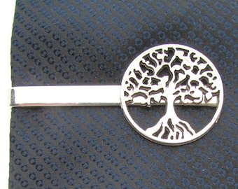 Silver Tree of Life Tie Clip, Forest Nature Theme Accesory, Nature Gift for Him,  Gift for Him Accessory, Oak Woods Tree Tie Clip, Woodland