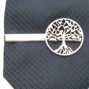 Silver Tree of Life Tie Clip, Forest Nature Theme Accesory, Nature Gift for Him,  Gift for Him Accessory, Oak Woods Tree Tie Clip, Woodland