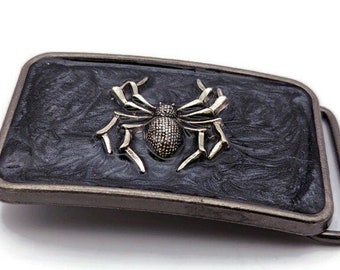 Spider Belt Buckle: Black Resin Arachnid, Gothic Cosplay Accessory