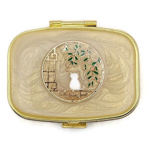 Boîte à pilules chat doré, étui menthe félin, porte-médicaments doré champagne d'inspiration japonaise, petite boîte à pilules, étui à pilules, boîte de vitamines, boîte de bonbons,