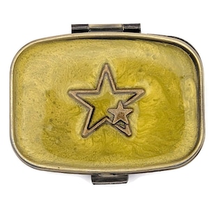 Bright Star Pill Box, Clear & Yellow Resin, Decorative Star Motif Perfect for Pills, Mints and More