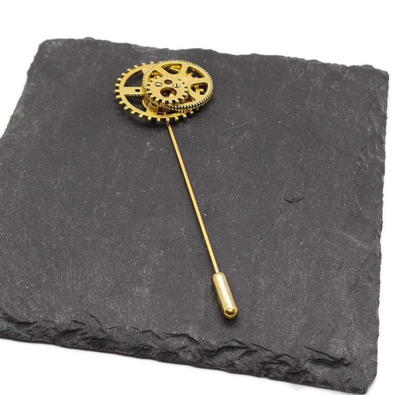 Gold Steampunk Brooch Clock Parts Lapel Pin Steam Punk Scarf Etsy