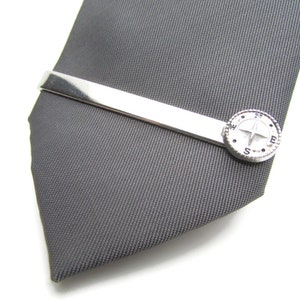 Zilveren Kompas Tie Clip, Reisstijl, Piloot Cabine Bemanning Cadeau, Navigator Kaart Kompas Avontuur, Globe Trotter Gift, Cadeau voor Hem Man Mannen,