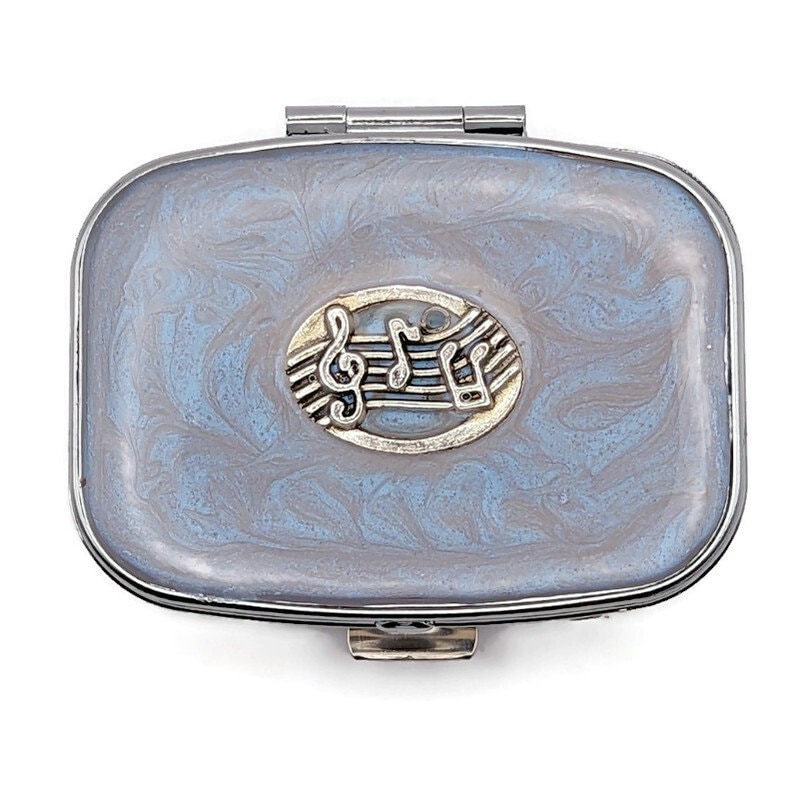 White Silver Music Pill Box, Sound Mint Case, Iridescent Silver Musical Medication Holder, Small Pill Box, Pill Case, Vitamin Box, Sweet Box