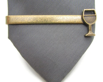 Fermacravatta in bronzo a forma di calice da vino: regalo per baristi, fermacravatta Cheers