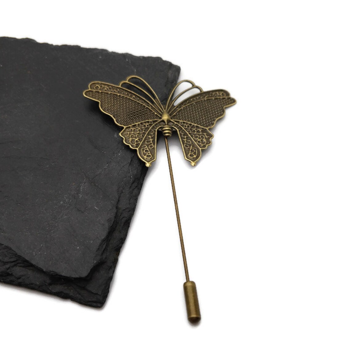 Butterfly Brooch Bronze Lapel Pin Insect Stick Pin Nature Etsy