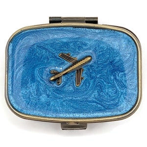 Plane Pillendose, Reise-Mint-Hülle, Himmelblau Bronze. Pilot Medikamentenhalter, kleine Pillendose, Pillendose, Vitamin Box, Sweet Box, Kabinenbesatz
