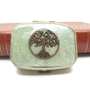 Tree of Life Pill Box, Nature Mint Case, Green Bronze Forest Medication Holder, Small Pill Box, Pill Case, Vitamin Box, Sweet Box