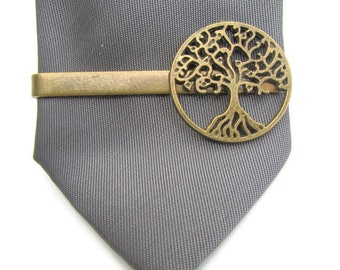Clip de cravate Tree of Life, Barre de cravate en bronze, Accessoire de cravate de forêt, Barre de cravate nature, Pince de cravate de chêne, Accessoire de costume, Cadeau pour lui, Woodland