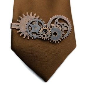 Copper Steampunk Tie Clip: Gear & Cog Wedding Accessory