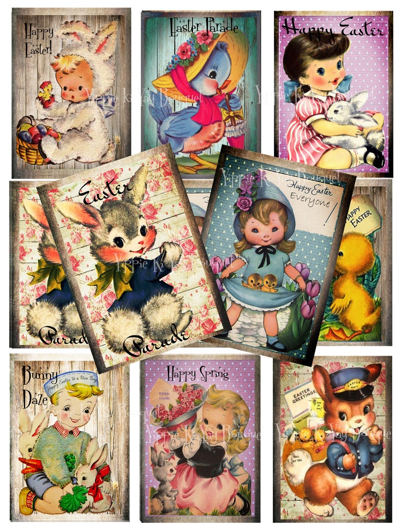 Digital Collage Sheet:Bunnies Guys and Gals