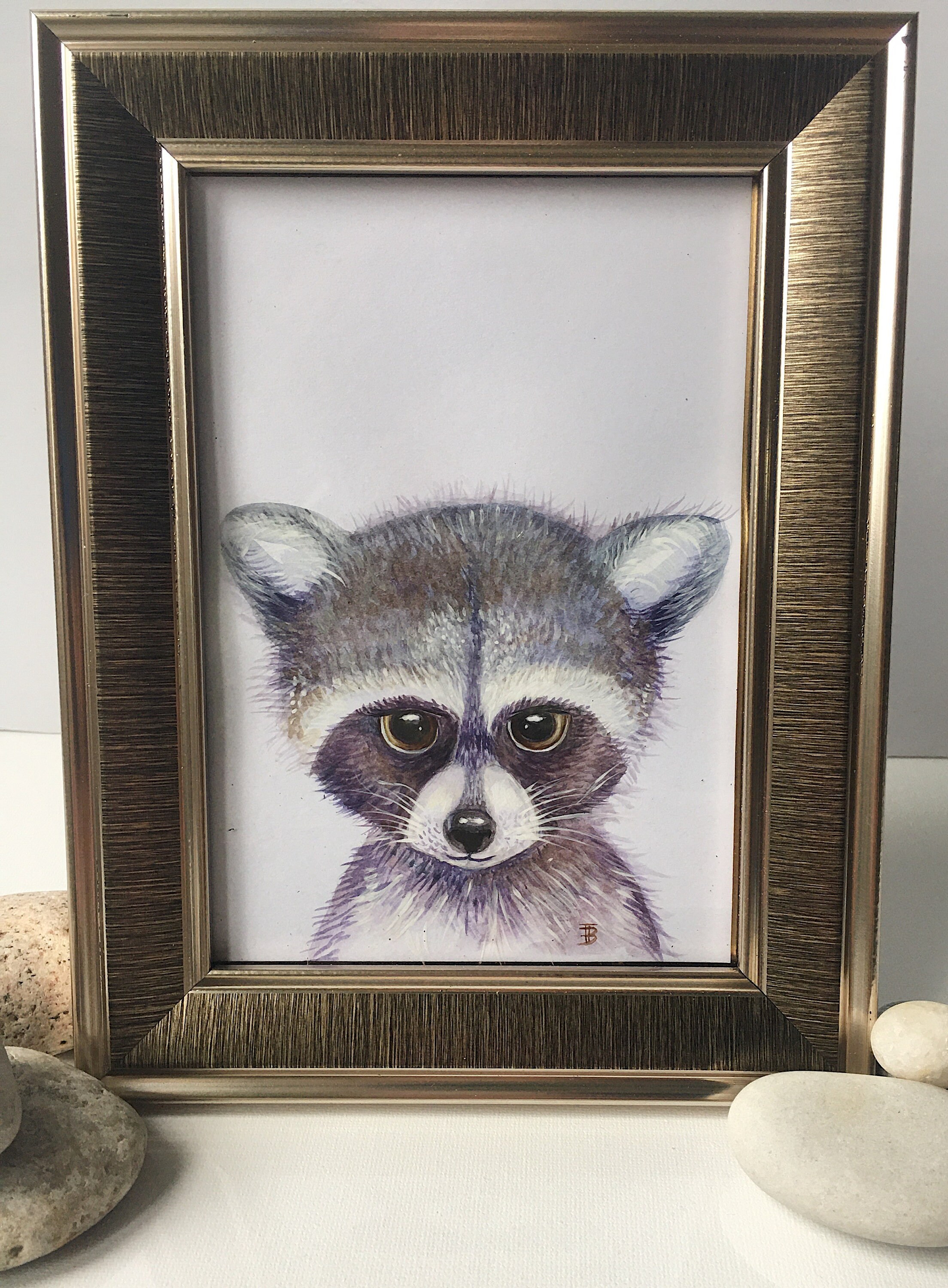 Aquarell Waschbär Kunstwerk von Hand bemalt Wohnkultur | Etsy