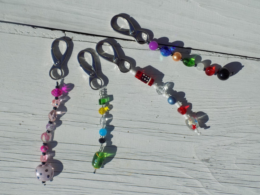 Handmade Glass Bead Keychain Clip Unique Bohemian Keychain Etsy