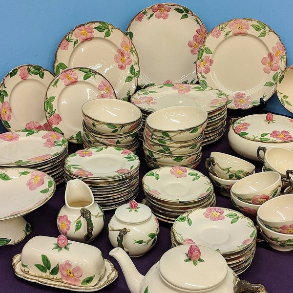 USA Franciscan Desert Rose Dishes, Plates, Bowls, Flatcups & Saucers, Shakers and Sugar Bowl, Midcentury Vintage Replacements