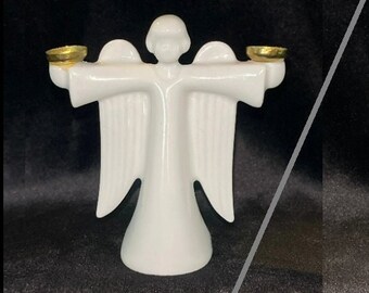 Vintage Angle Candle Holders from Rosenthal Classic Rose Collection, White Porcelain & Brass Angle Prayer Candle Holders, Sold Separately