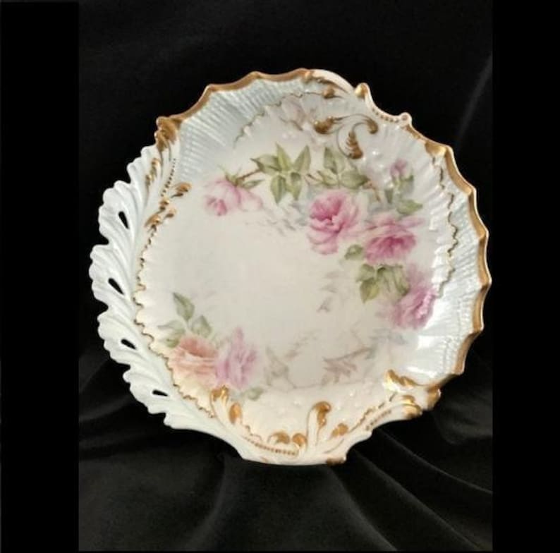 Cabinet Plate Limoges France Pink Roses /& Gold Gildt Dish Antique Vintage Collectible Gift Pierce Porcelain China Plate Martial Rendon