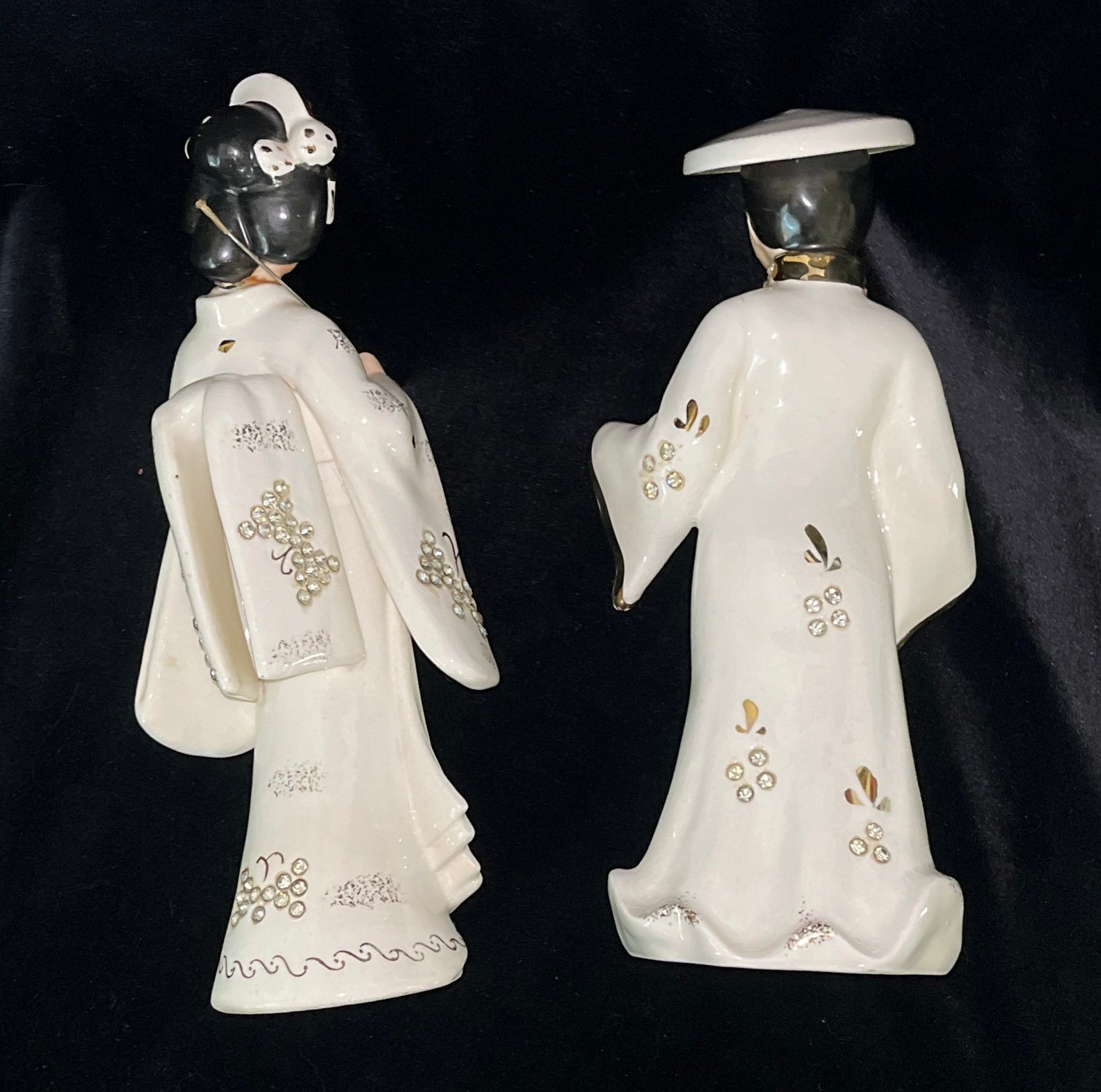 Two Oriental Figurines by Lefton White Porcelain Asian Etsy