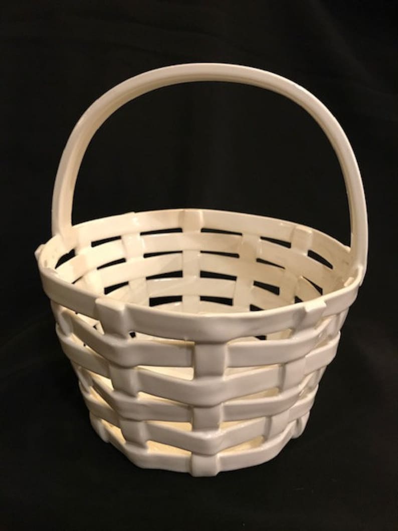 Beautiful Ceramic Basket with Handle Vintage Gift Etsy