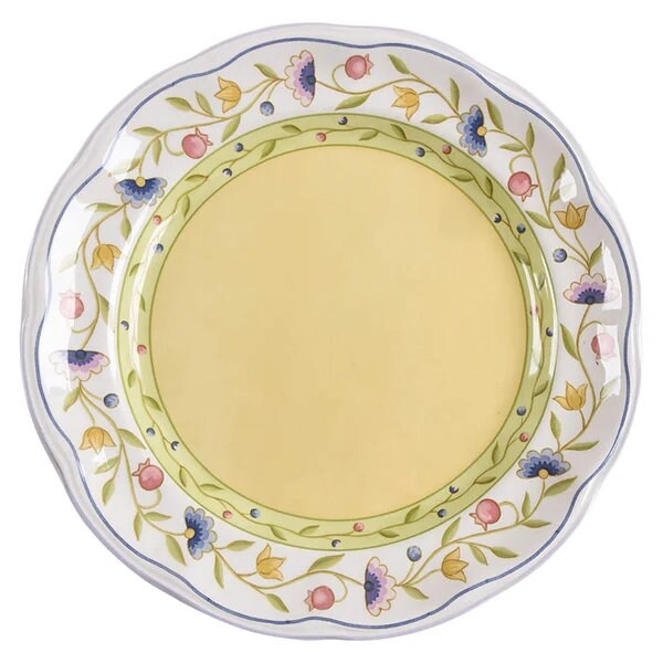 Provence Garden Dinner Plate by Studio Nova, Colorful 11" Scallop Rimed Ceramic Dinner Plates with Floral Design by Nancy Green, Retired