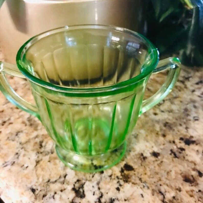 Green Depression Glass Sugar Bowl by Anchor Hocking ...