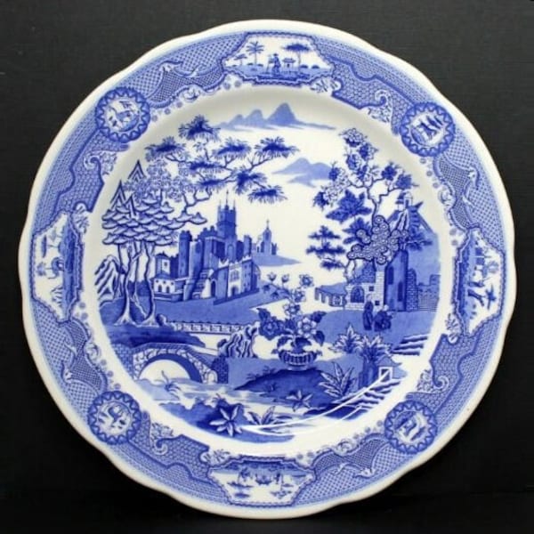 Gothic Castle Dinner Plates from Spode Blue Room Collection, 10.5" Dinner Plates with Blue & White Gothic Castle Scene, Replacements
