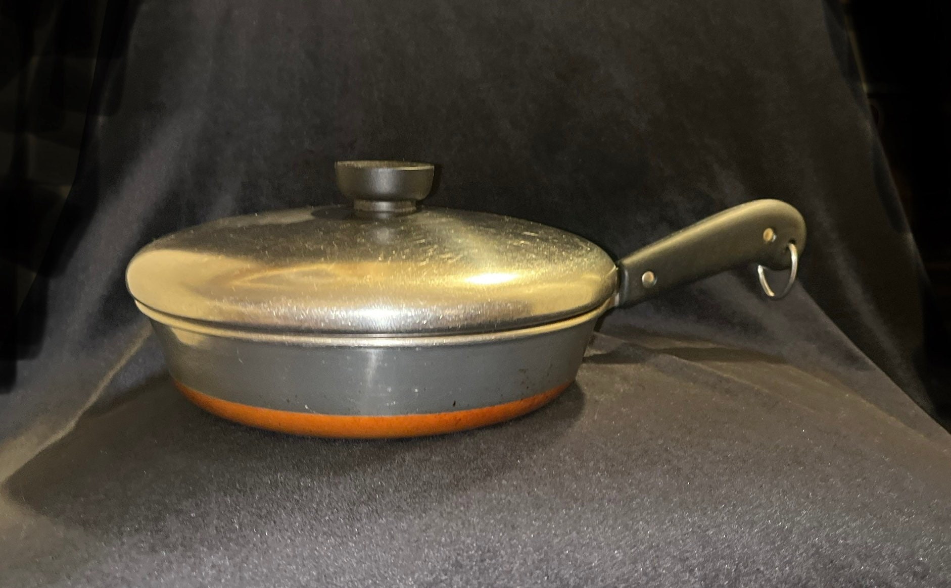 Revere Ware 1801 Copper Bottom 12 Inch Skillet Fry Pan with Lid USA