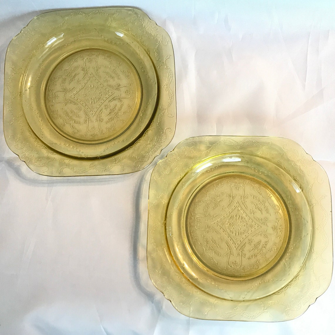 Two Salad Plates Depression Glass 2 Salad Plates in Champagne Etsy