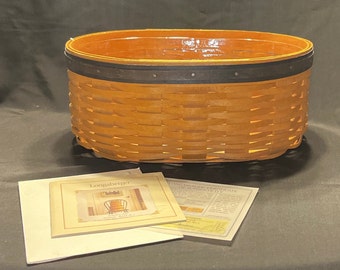 Longaberger Collectors Club #1 Shaker Harmony Basket and Plastic Protector, 10.75" Oval Basket, 2000 Vintage Collectible Gift, FREE Shipping