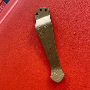 Fits Benchmade Models • TITANIUM ETCHED Coy Pocket Clip • 1x Pocket Clip - Anodized GOLD Benchmade Pocket Clip Upgrade Benchmade Hardware