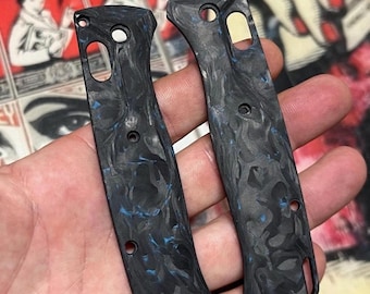 Adatto ai modelli Benchmade Bugout 535 Bilancia CNC in fibra di carbonio personalizzata Blue Flack - Un set - Finitura liscia Bilance hardware personalizzate Benchmade