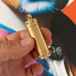 KING-CUT Capsule Limited Designer Edition • Conceal Pill Case - Keychain Carry Gear Tools • Waterproof • Solid Polished Brass / 1x Capsule