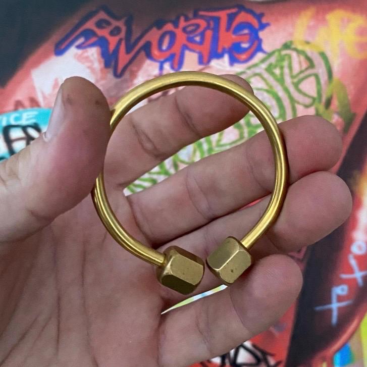 Solid Brass Keychain Double O-LOCK Keychain Twist Closure Camping